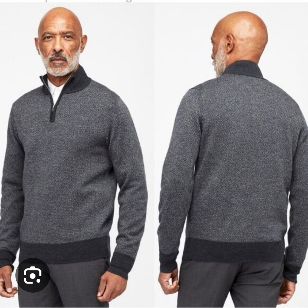 Bonobos 100% Merino Wool Quarter Zip Pullover Grey Preppy Grandpacore XL